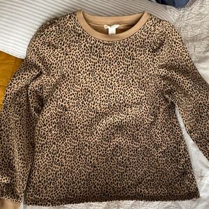Crewcuts Leopard-Print Crewneck Sweater in Tan and Black